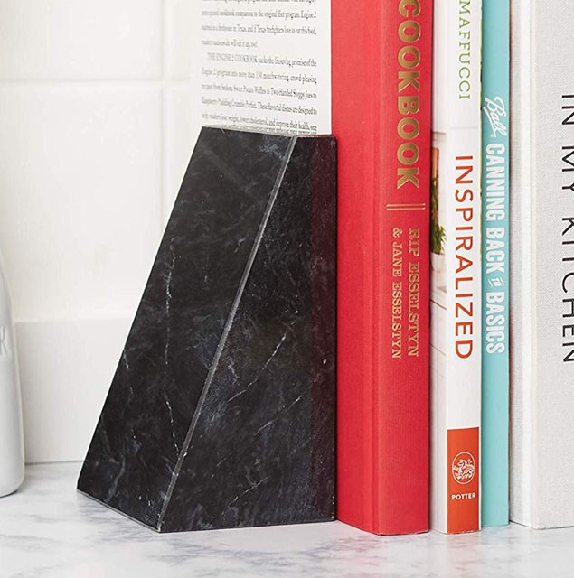 Factory direct sales bookend stand Triangular natural stone bookends marble