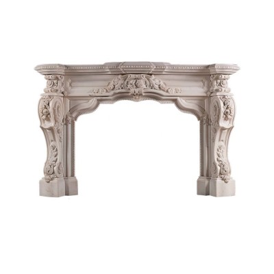 Wholesale living room white polished marble fireplace